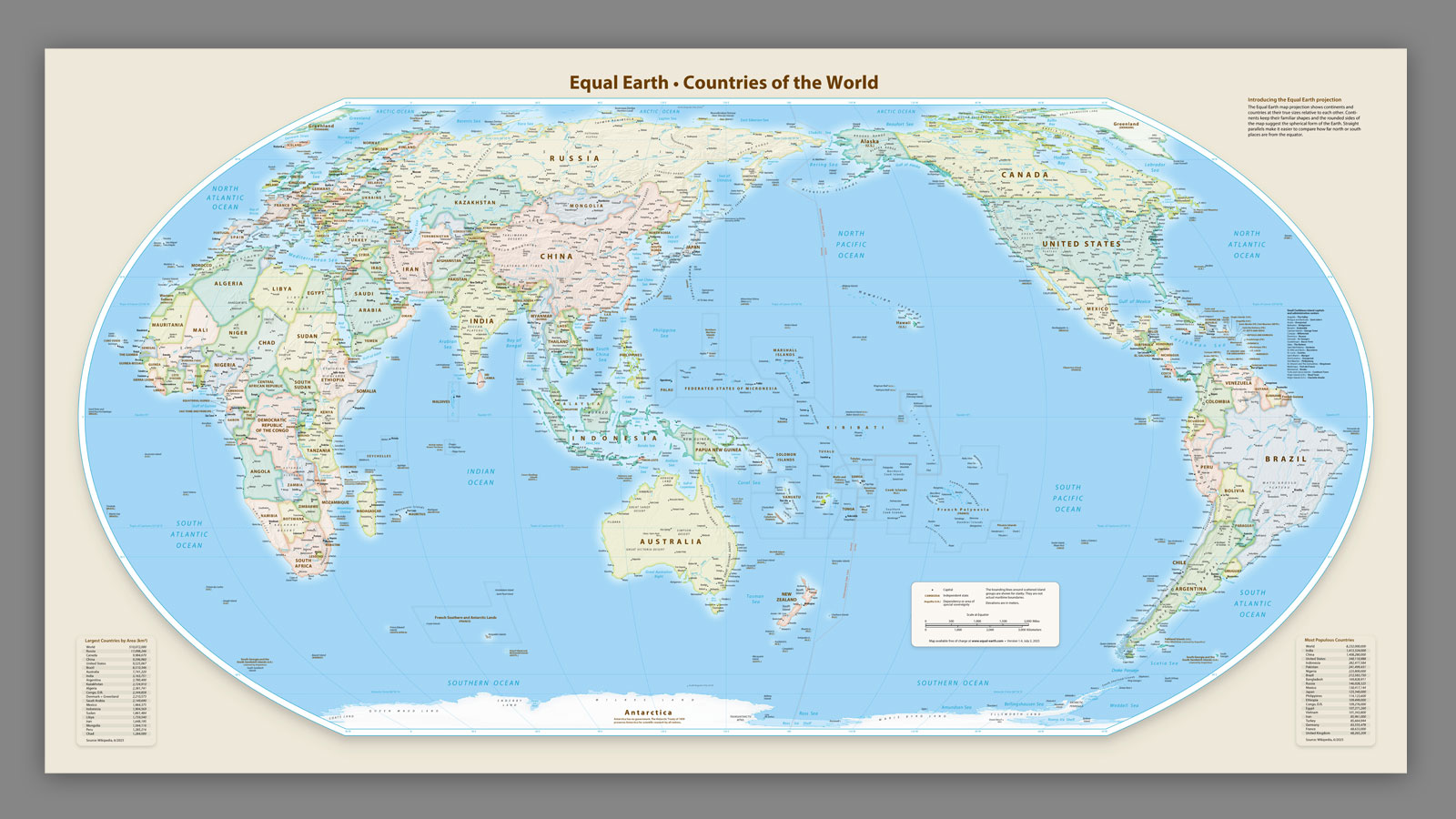 Weltkarte in Equal Earth-Projektion
Equal Earth - Countries of The World