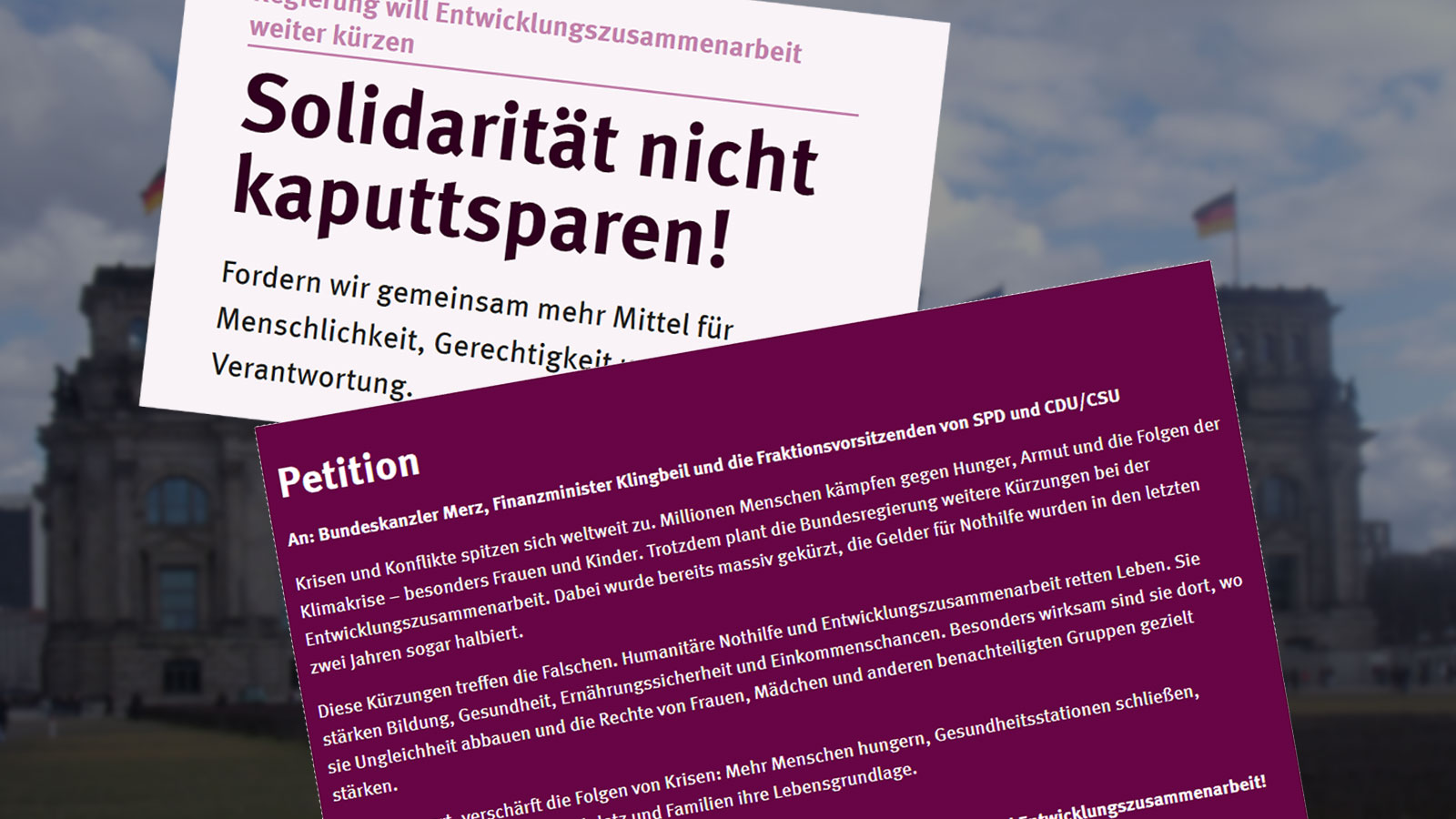 Misereor sammelt Unterschriften gegen Kürzungen bei der Entwicklungszusammenarbeit